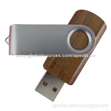 Twist USB sticks with 4GB and 8GB storage capacity, made of nature wood/supports password protection